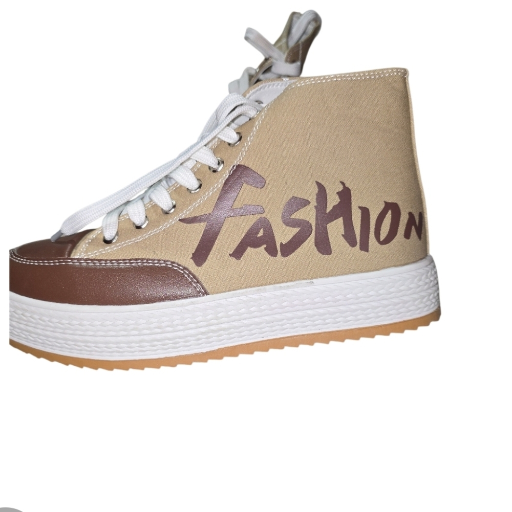 High-Top Sneakers - Tan and Brown